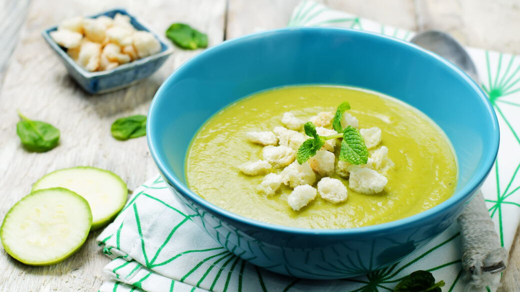 This zucchini and coconut soup is dairy free and serves as a perfect appetizer.