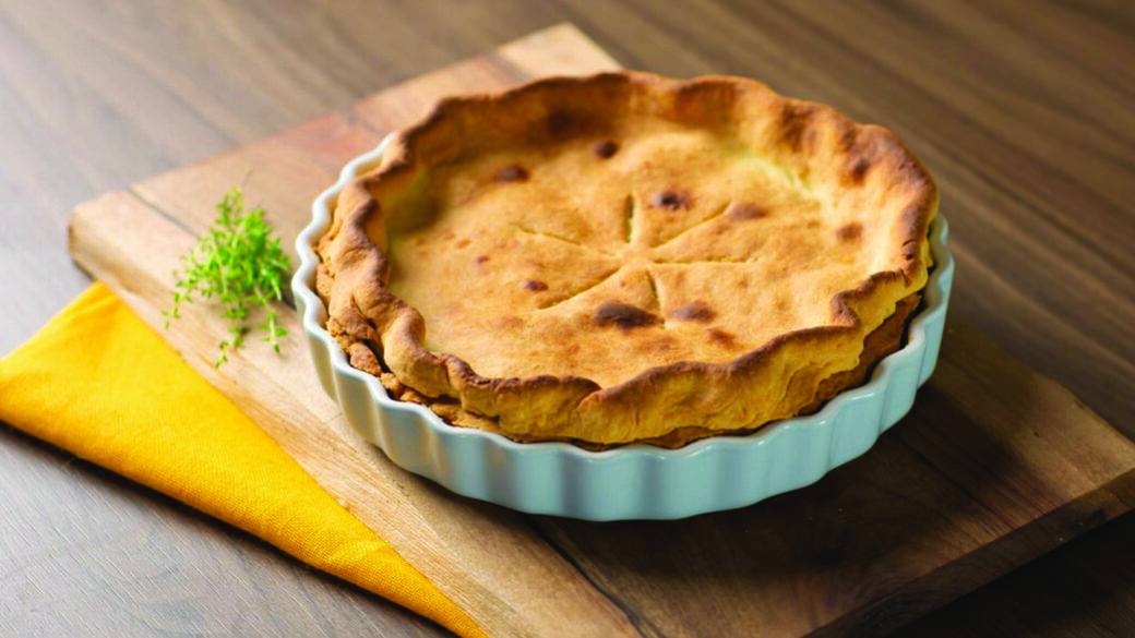 Classic English pie with meat and beer